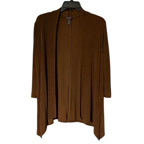 Chico's Sweaters - Chico's Travelers Size Small Brown Open Front Cardigan 3/4 Sleeves Back Detail